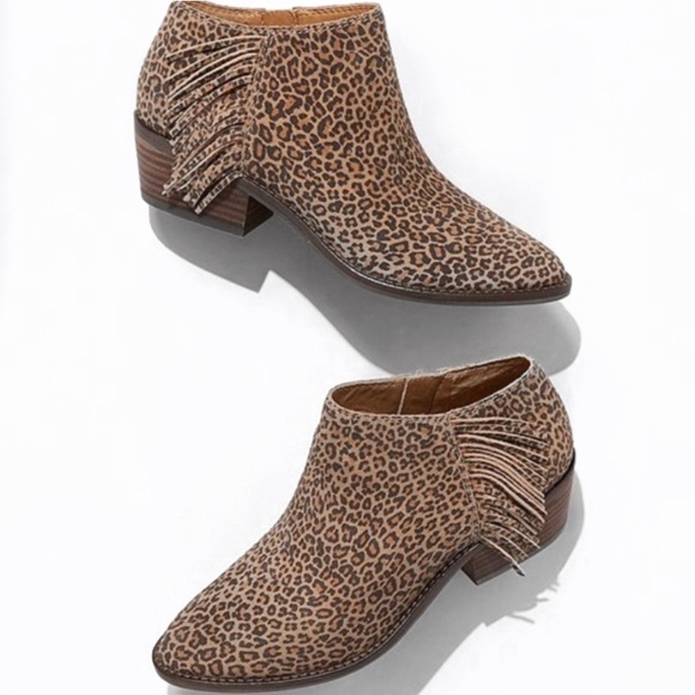 Lucky Brand Felisie Suede Leopard Fringe Booties - Picture 2 of 12